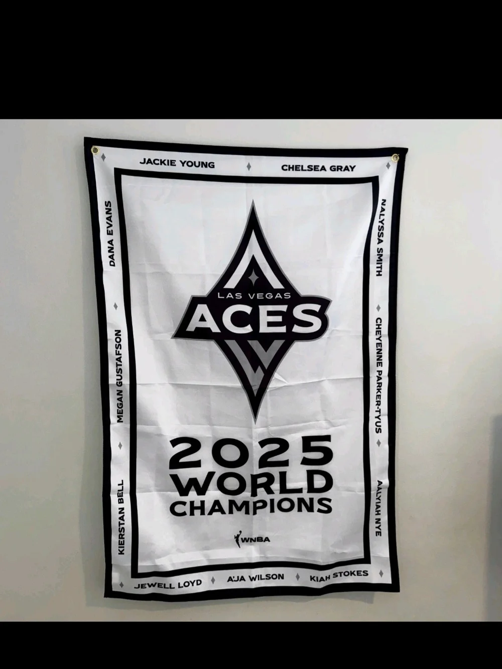 2025 World Champions White & Black Banner LV Aces